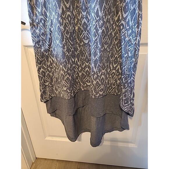 ModODoc Dress XLarge Gray Ikat Jersey Tank Stretch Layered Keyhole Hi Low - Picture 3 of 12